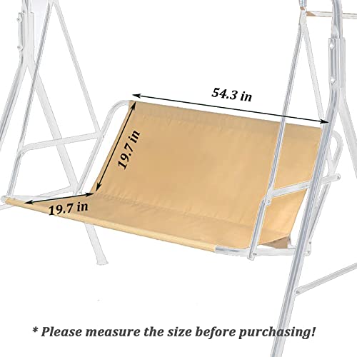 Swing Cover Chair Bench Replacement Cover, 2/3 Seat 600D Thickened Oxford Waterproof Swing Seat Cover For Outdoor Patio Garden Swing Chair, Beige, 54.3 X 19.7 X 19.7 Inch #TOP2