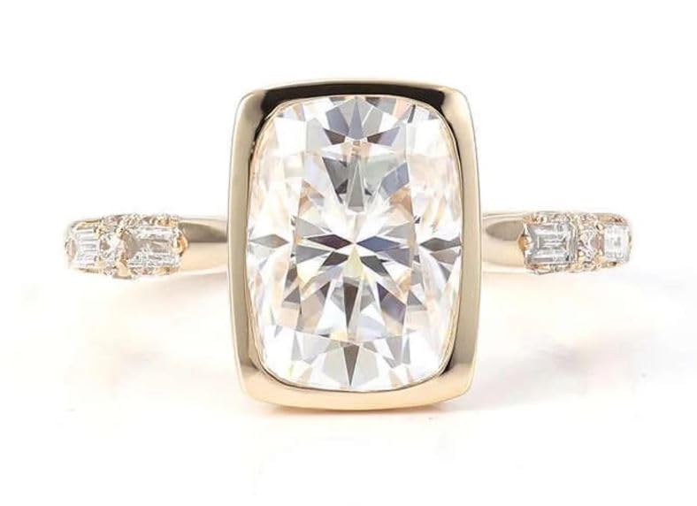 3.00 CT Radiant Cut Diamond Ring,10K Yellow Gold Plated Bezel & Pave Eternity Engagement Bridal Ring,Wedding Ring For Women,Gifted For Her,Size 3-12.2