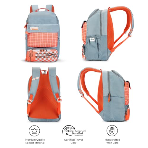Image of uppercase Campus School Backpack | Well-Padded, Double Compartment with File Sleeve, Organizers, Side Bottle Pocket | For Boys & Girls | 500 Days Warranty