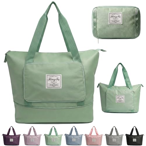 Image of CLAPONE 41 Litre Expandable Nylon Travel Bags for Women /Duffle Bags for Women Luggage /Foldable Vanity Travelling Handbags /Waterproof Hand Bag for Ladies Personal Items (Green)