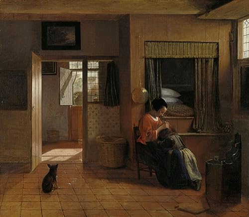 Affiche Le Devoir d'une Mère par Pieter De Hooch poster de peinture classique 60x90cm