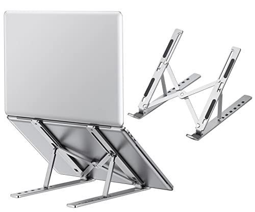 iRenXiao Support Ordinateur Portable, Support PC Portable Pliable & Réglable Laptop Stand Antidérapant en Aluminium Ventilé Stand Compatible avec Laptop, Tablet Cover