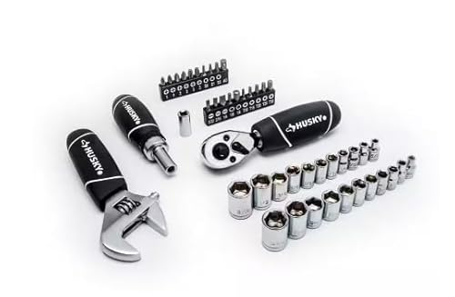 Husky 1/4 in. and 3/8 in. Stubby Ratchet and Socke