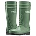 HISEA Men's Rain Boots, Waterproof PVC Boots with Steel Shank, Protective Footwear Seamless Fishing Outdoor Work Boot, Durable Anti-Slip Kneed Boot for Agriculture and Industrial Working, Green, 8