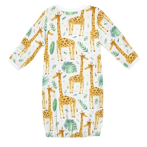Newborn Gown Baby Nightdress Soft Long Sleeve Baby Sleeper Gowns for Easier Diaper Changing Cotton Baby Pajamas,3M2