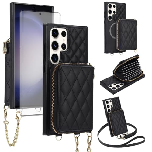 Étui cuir magnétique pour Samsung Galaxy S23 Ultra avec protection écran intégrée