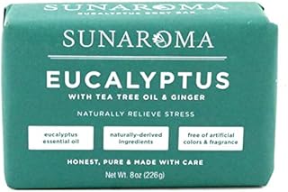 Sunaroma Soap Bar Eucalyptus With Tea Tree + Ginger 8 Ounce (3 Pack)