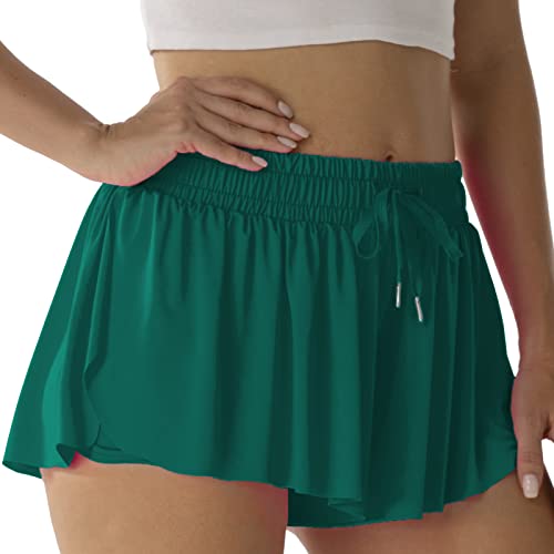 Image of Flowy Athletic Shorts for Women Running Tennis Butterfly Shorts Girls 2-in-1 Double Layer Quick-Drying Comfy Shorts