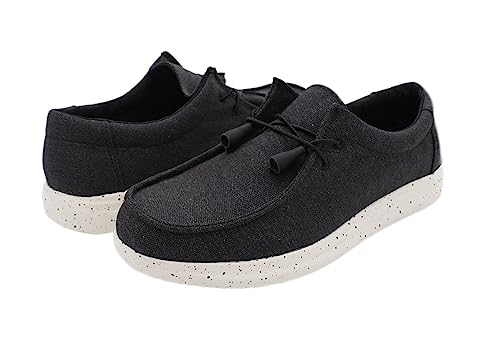 Mens Hola Canvas Upper Fashion Slip On Loafers Washed Black