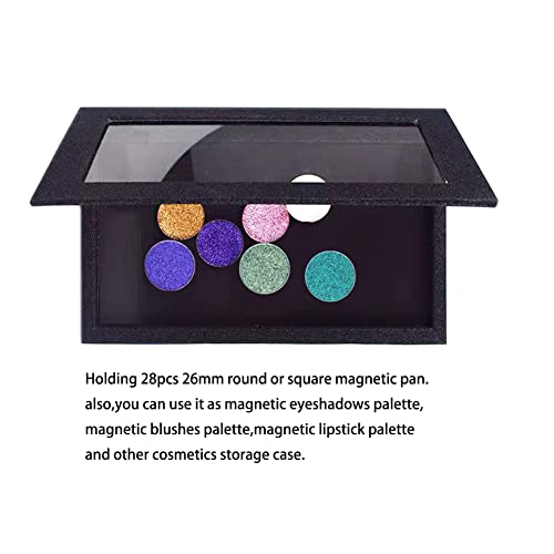 Szdym Professional Empty Makeup Magnetic Palette Set With 20 Adhesive Metal Stickers And 20 Empty Round Metal And 1 Depotting Spatula Blush For Powder And Foundation (Black) #TOP3
