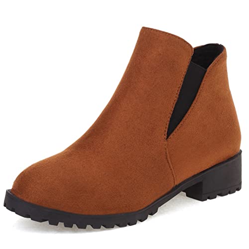 Gicoiz Women Round Toe Casual Slip On Chelsea Boots