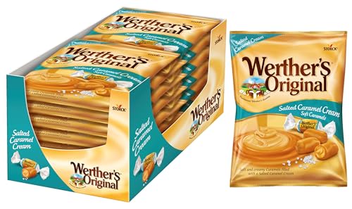 Werther's Original Salted Caramel Cream Soft Caramels, a Perfect Balance of Sweet & Salty, 125 g (Pack of 15 Bags)