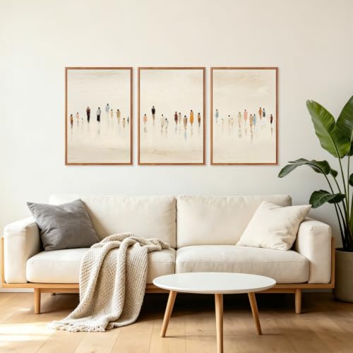 Image of CHDITB 3D Textured Crowd Figure Wall Art,Neutral Silhouette People Decor