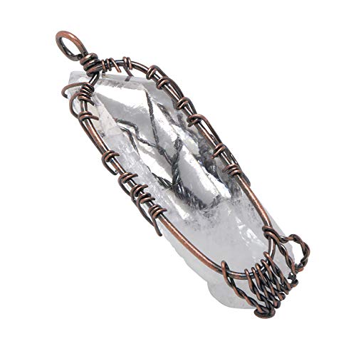 Jovivi Healing Crystal Stone Necklace Wire Wrapped Raw Clear Crystal Quartz Tree of Life Pendant Gemstone Chakra Necklace for Women