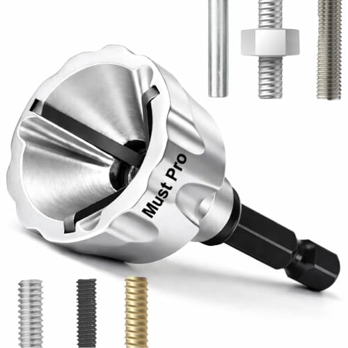 Must Pro All Thread Repair Bit for Drill Bolt and Chamfering Deferer Threaded Rod Cutter Burr Remover Deburring External Chamfer Tool Also Tread Cleaner Works with 3–19 mm