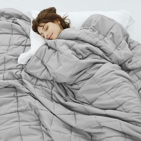 Weighted Idea Cooling Weighted Blanket 20 pounds(48”x 72, Twin, Light Grey) with Soft Duvet Cover (Light Grey,48 ”x 72”) Cover