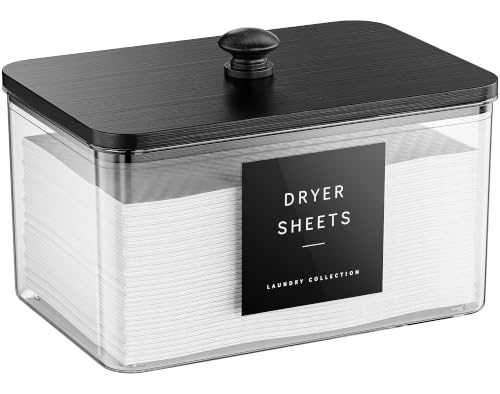 Dryer Sheet Holder with 6 Labels for Laundry Room Organization and Storage