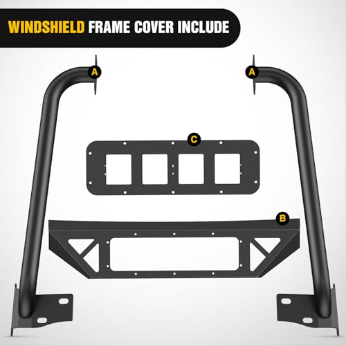 Image of Nilight Front Windshield Frame Cover for 2007-2018 Jeep JK JKU Unlimited