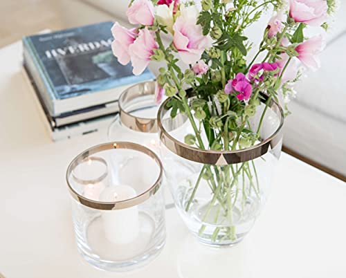 EDZARD Charlotte vaas, handgeblazen kristalglas met platina rand, hoogte 20 cm - Afbeelding 5