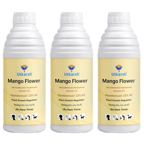 Image of Utkarsh Mango Flower - Paclobutrazol 23% SC, Plant Growth Regulator | Enhances Flowering, Controls Shoot Growth & Improves Fruit Size & Quality | 3 Litre; Pack of 3 of 1 Litre