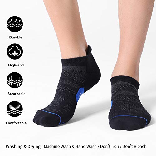 Celersport 6 Pack Men's Running Ankle Socks With Cushion, Low Cut Athletic Sport Tab Socks, Mixed Black, Shoe Size: 7-9 #TOP2