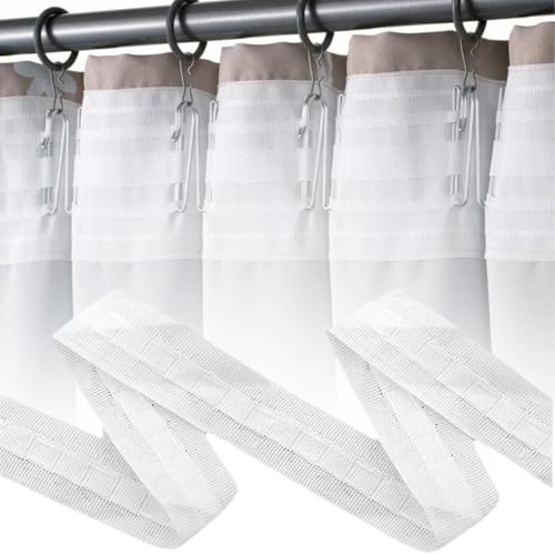 Gardinenband zum Aufnähen, 30 m x 2,5 cm Vorhangband zum Aufnähen, Gardinenband, Kräuselband Gardinen, Gardinen Überschrift Band, Vorhang Faltenband, Kräuselband für Schlafzimmer, Büro, Hotel