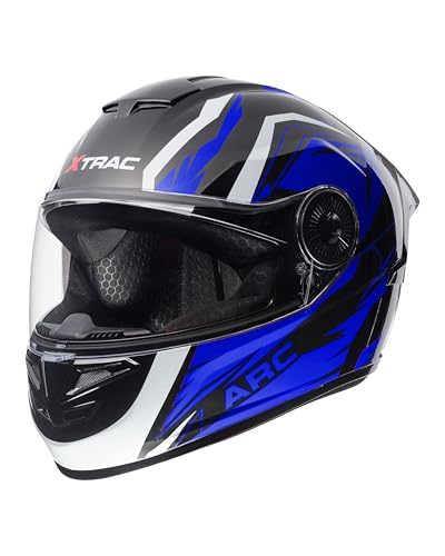 Image of Xtrac Arc Full Face Graphic Helmet for Men & Women, ISI Certified Motorcycle Helmet with Scratch Resistant Wide Visor, Lightweight Design & Quick Release Chin Strap for Bike Riding