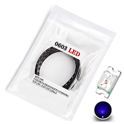 100 pcs SMD 0603 (1.6mm x 0.8mm) (H) Purple Uv) LED Diode Lights 3V 20mA Lighting Bulb Lamps Electronics Components Indicator Light Emitting Diodes