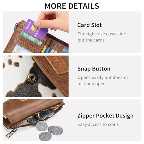 Image of SENDEFN Small Womens Wallet RFID Blocking Double Zipper Pocket Card Holder Purse