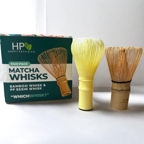 HAPPY PATH & CO Matcha Whisks - Bamboo & Resin Matcha Whisk | Chasen Matcha Whisk | Traditional & Modern Whisks for Matcha Tea Preparation | Durable, Sustainable & Reusable for Koicha, Usucha, Lattes