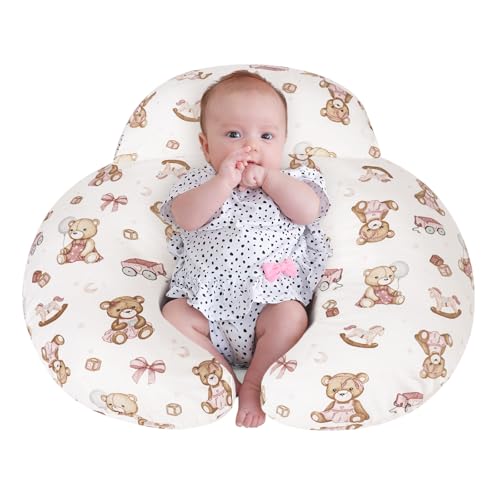AMASKY Nursing Pillow, Breastfeeding Pillows, with Removable Pillow Cover, Machine Washable, Machine Washable, Pink Bears, Pallet of Product