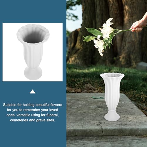 Vase funéraire céramique blanche durable contre gel et intempéries de tombe