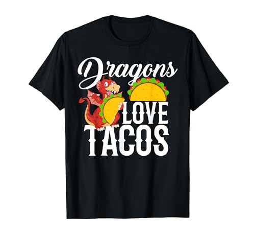 Happy Dragon Taco Lover Fantasy Cinco de Mayo Tacos picantes Camiseta