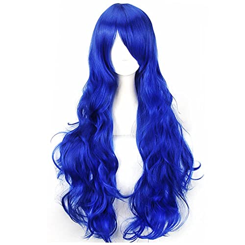 Colorfulpanda 32" 80cm Long Blue Curly Full Wavy Hair Wig Anime Cosplay Halloween Costume Party Synthetic Wigs for Women Girls Bright Blue - Image 2
