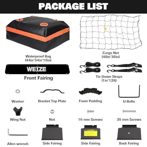 WEIZE 54" x 34" Heavy Duty Roof Rack, Rooftop Cargo Carrier Basket with Waterproof Bag, Tie Down Strap, Net, Rack Extension and Car Top Luggage Holder for SUV, 150lb Capacity, Steel Construction
