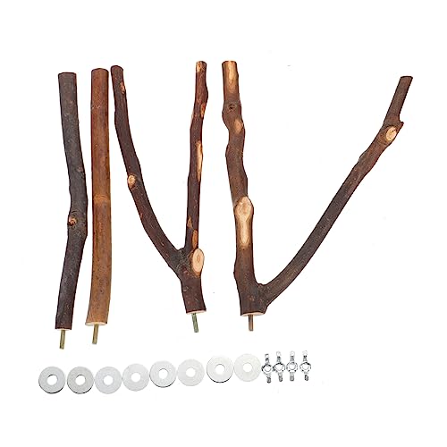 Milisten 4Pcs Bird Perch Stand Natural Wood Climbing Branch for Parakeets and Parrots Chewing for Budgies and Lovebirds Bird Cage Accessories