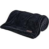 Columbia 50' x 60' Super Plush Lightweight Throw Blanket - Outdoor Essentials for Camping, Picnics, and Adventures, Soft and Cozy Home Essentials for Bed and Living Room - Black