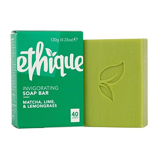Ethique Invigorating Matcha, Lime, & Lemongrass Soap Bar - Body Wash for All Skin Types - Plastic-Free, Vegan, Cruelty-Free, Eco-Friendly, 4.23 oz (Pack of 1)