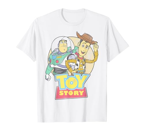 Image of Disney Pixar Toy Story Woody And Buzz Vintage Logo T-Shirt