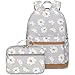Createy Backpack for Girls Kids Backpack with Lunch Box Lightweight Daisy Prints Backpack Primary Elementary Students Bookbags School Bags Set