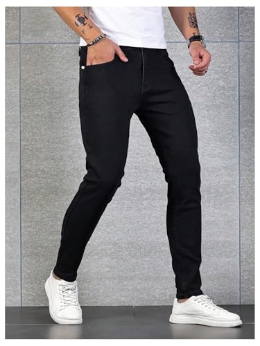 OYOANGLE Men's Skinny Stretch Jeans Casual Solid Denim Pants Slim Fit Long Trousers with Pocket4