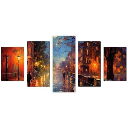 Tableaux decoration moderne nuit abstraite de la ville retro pour une ambiance loft urbain