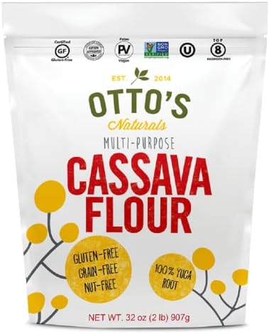 Otto's Naturals Cassava Flour, Gluten Free and Grain-Free Flour For Baking, Certified Paleo & Non-GMO Verified, Made From 100% Yuca Root, All-Purpose Wheat Flour Substitute, 2 lb Bag