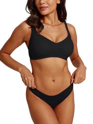 Image of REORIA Womens Lounge Comfortable Adjustable Everyday Bra Full-Coverage Padded Seamless Wireless Bras for Women