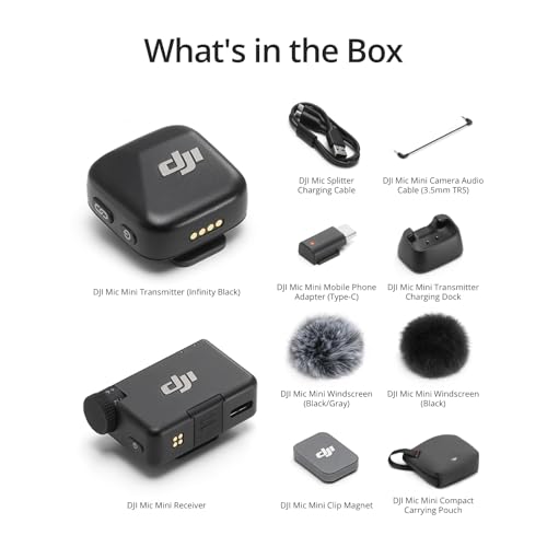 Image of DJI Mic Mini (1 TX + 1 RX), Wireless Lavalier Microphone for iPhone /Camera /Android, Ultralight, Detail-Rich Audio, Noise Cancelling, Automatic Limiting, Vlog, Streaming, 400m Transmission