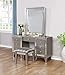 Coaster Home Furnishings Leighton Modern Classic 2-Piece 7-Drawer Makeup Vanity Desk and Stool for Bedroom Makeup Table with Upholstered Vanity Seating Mirrored Details Metallic Mercury 204927