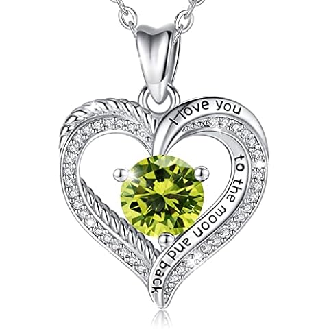 EUDORA Sterling Silver Heart Birthstone Necklace Cover