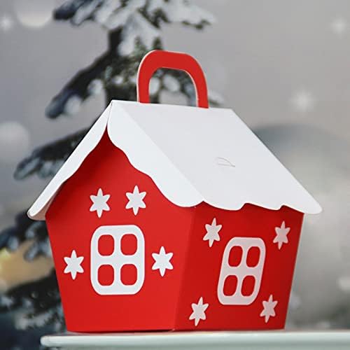 Gift Bags 50Pcs Christmas Candy Box Santa Gift Box DIY Cookie Packaging Bag Merry Christmas Party Favor New Year Gifts