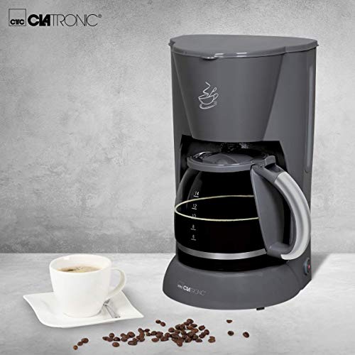 Foto von Clatronic KA 3473 Filterkaffeemaschine, Für 12–14 Tassen Kaffee (ca. 1,5 Liter), Nachtropfsicherung, Warmhalteplatte, Abschaltautomatik, Wasserstandsanzeige, Grau