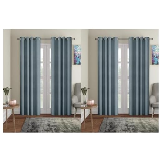 Amazon Brand - Solimo Polyester Solid Blackout Sheer Long Door Curtains (Pack of 4, 9 Feet, Grey)